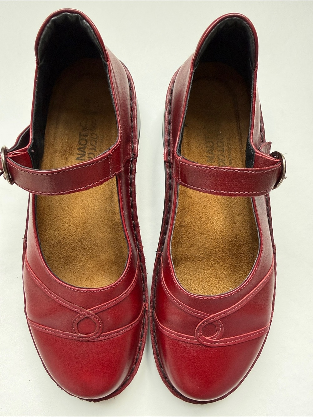 Naot Women's Red Leather Mary Jane Flats